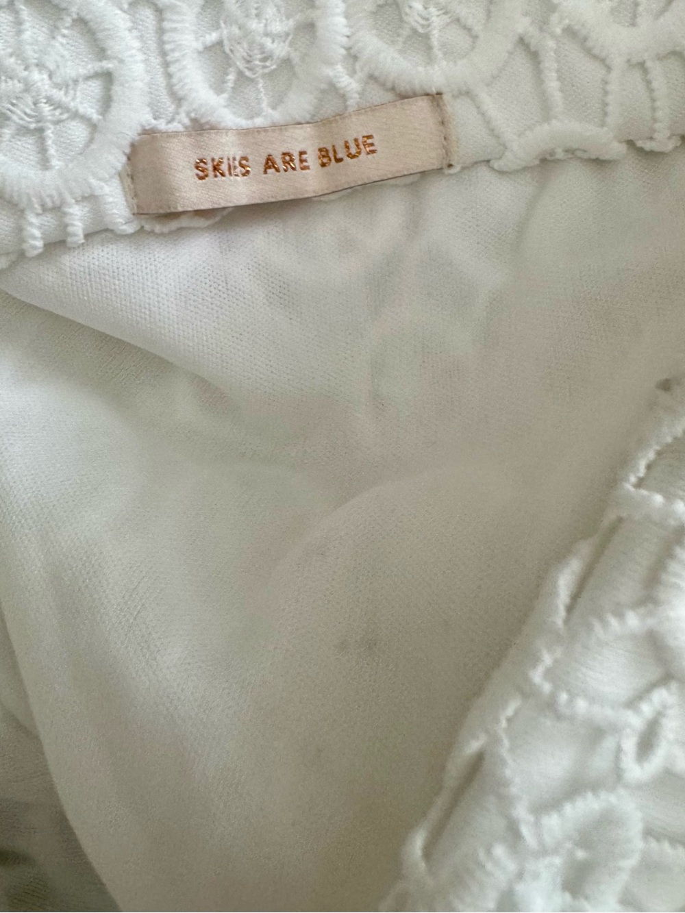 Skies Are Blue White Lace Midi Skirt with Fringe Hem - Picture 7 of 9